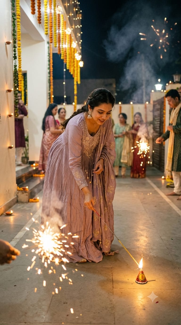 Mauve Lavender Flared Anarkali Suit Set.