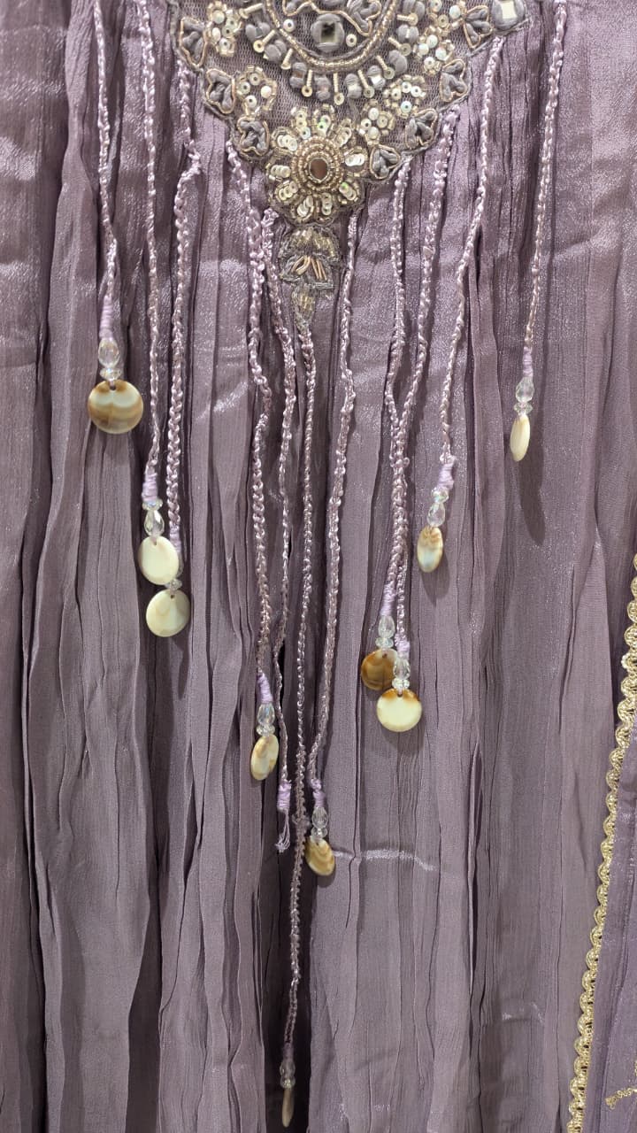Mauve Lavender Flared Anarkali Suit Set.
