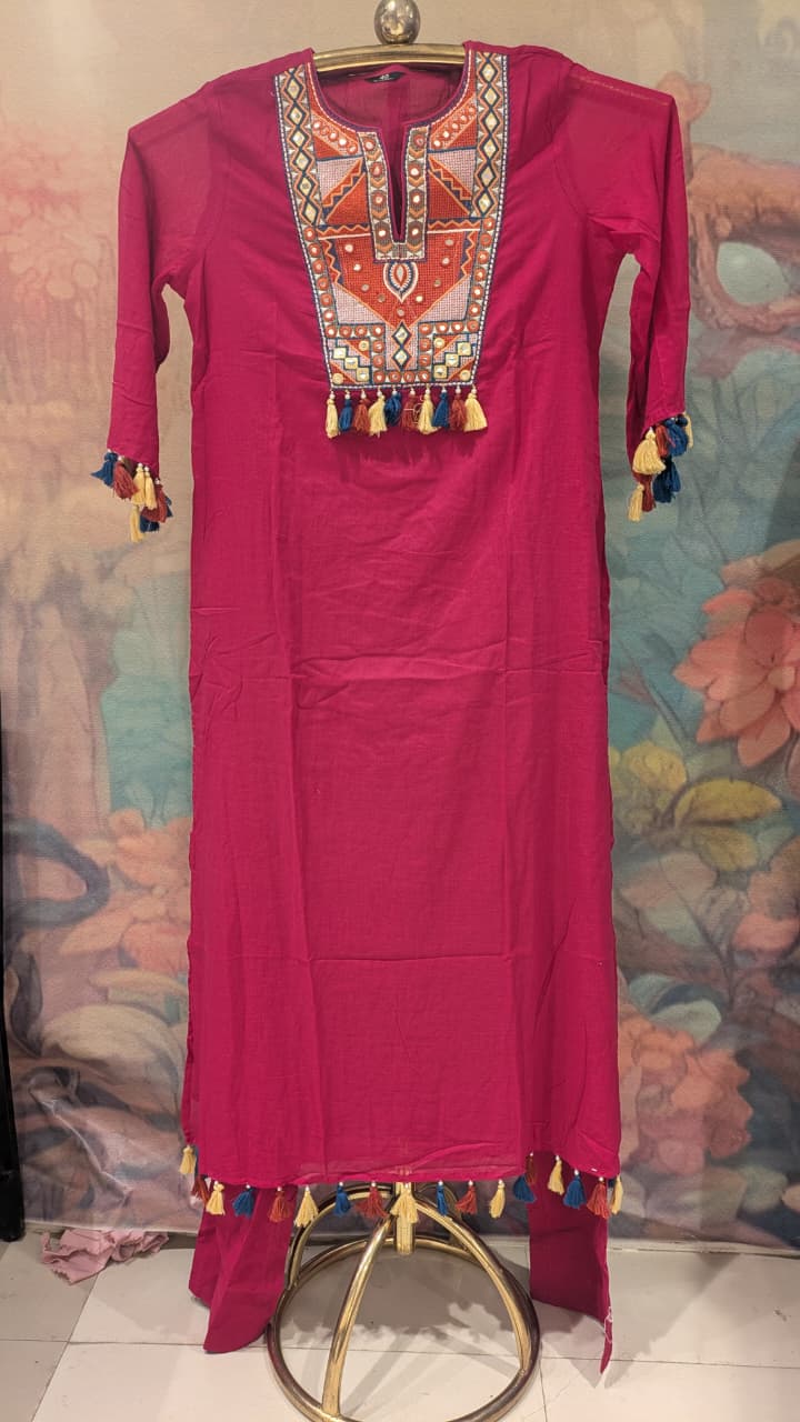 Magenta Pink Festive Kurta Set Festive celebrations, ethnic parties, cultural events, and pre-wedding functions