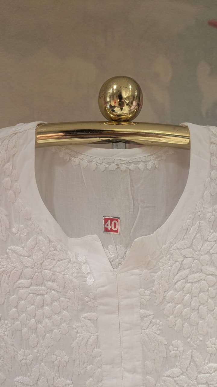 White Chikankari Mul Cotton Kurta Set, Casual wear, festive wear, daytime events, and office wear