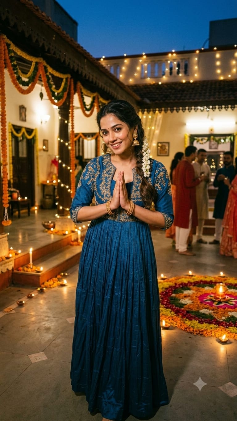 Royal Blue Zardozi Embroidered Georgette Gown.