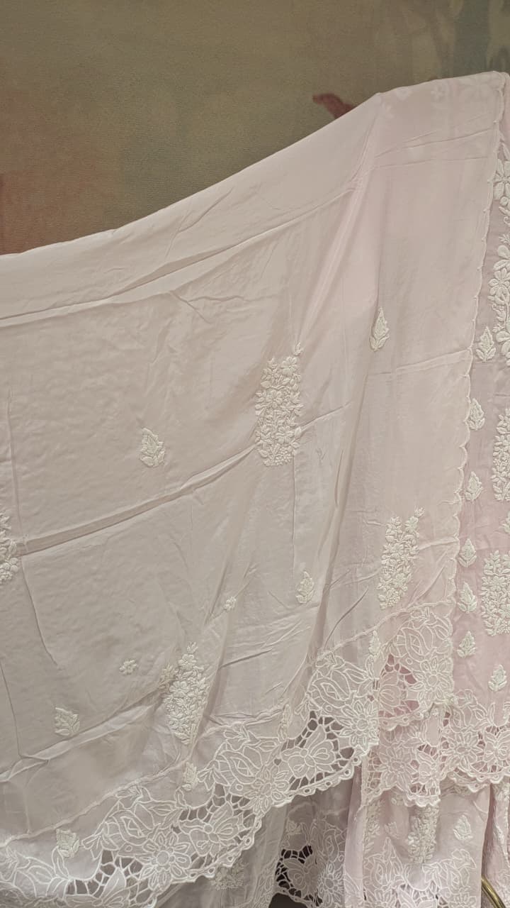 Baby Pink Chikankari Kurta & Pant Set Lucknowi Chikankari embroidery.