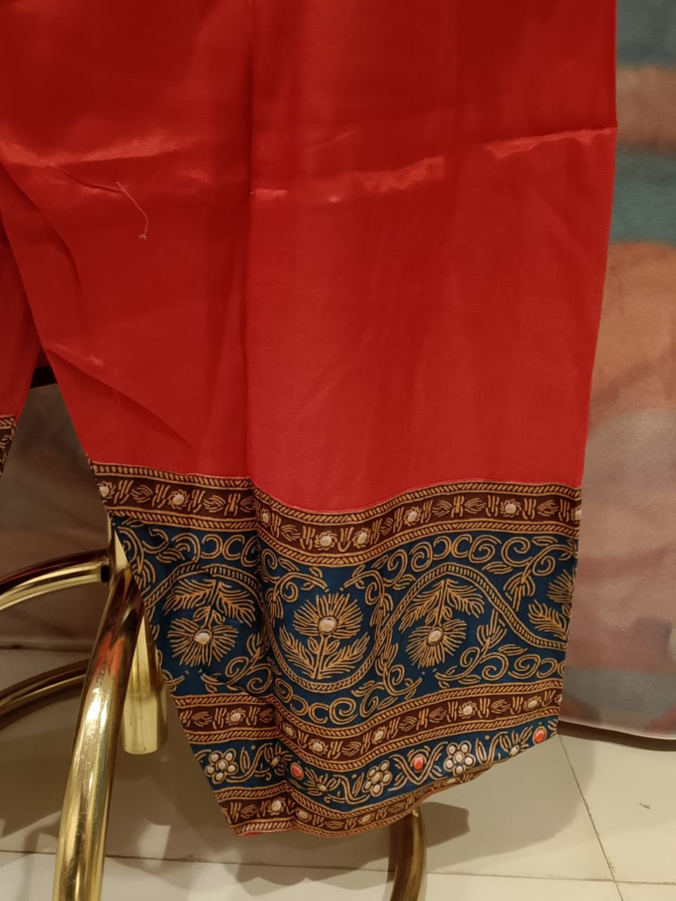 Royal Crimson Ajrakh-Print Kurta Pant Set.