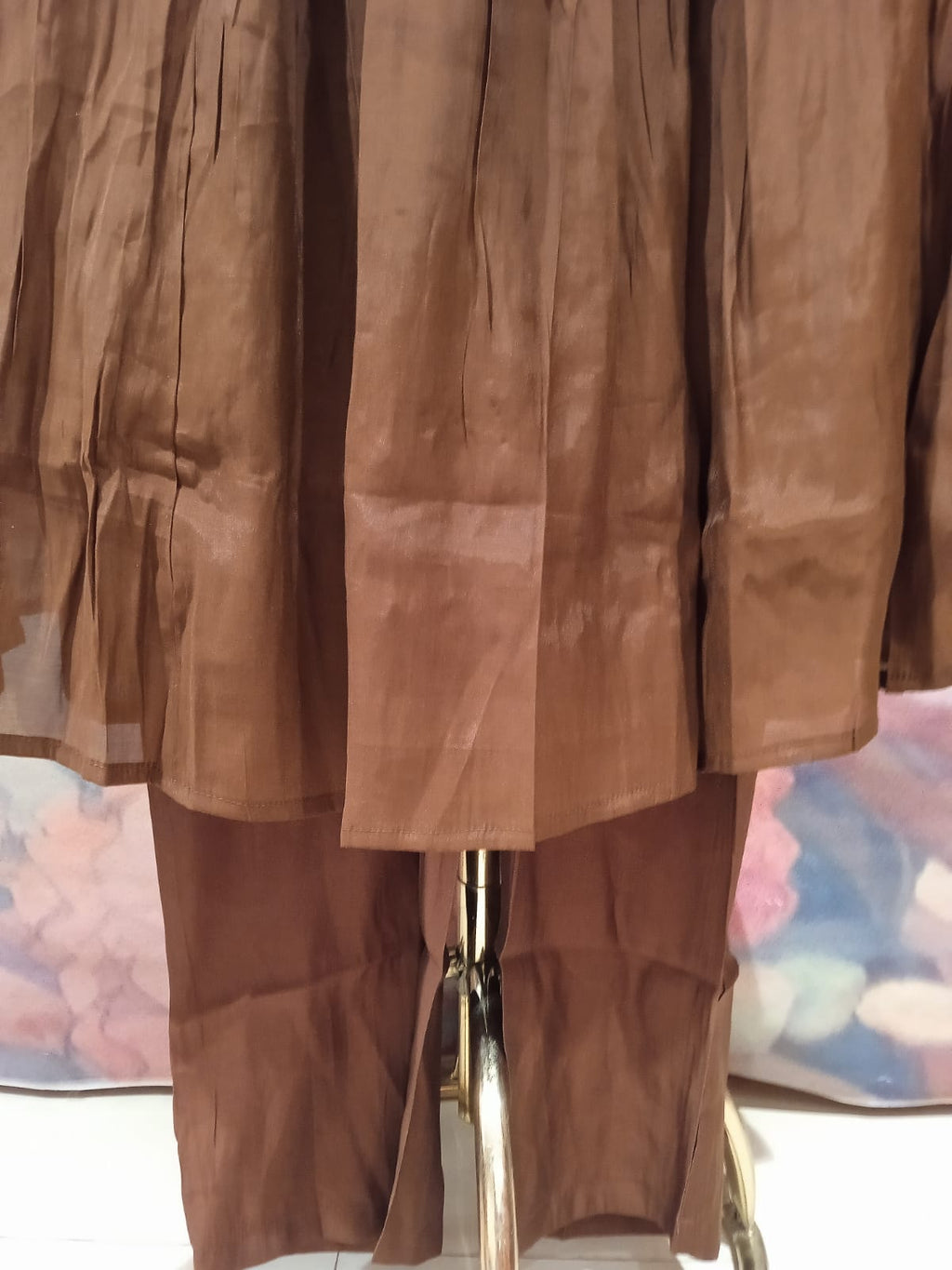 Imperial Chocolate Mul Chanderi Anarkali Set.