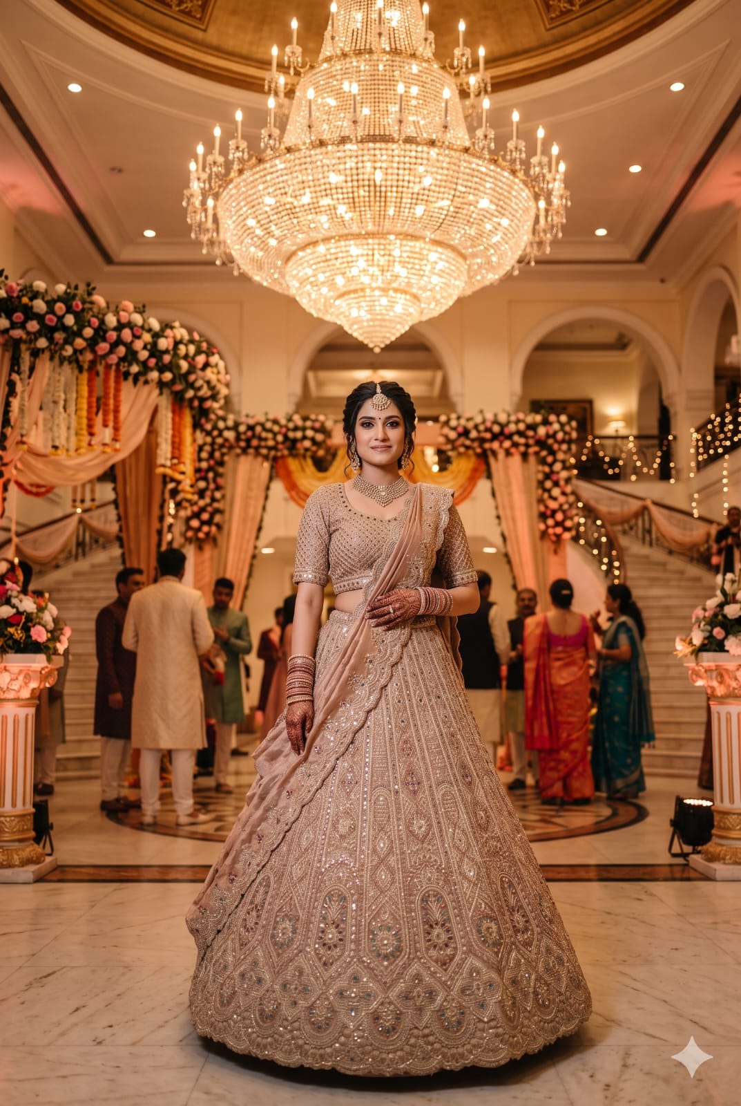Exquisite Dusty Rose Hand-Embroidered Unstitched Bridal Lehenga Choli Set Bridal Wear, Wedding Reception, Sangeet, Premium Festive Events