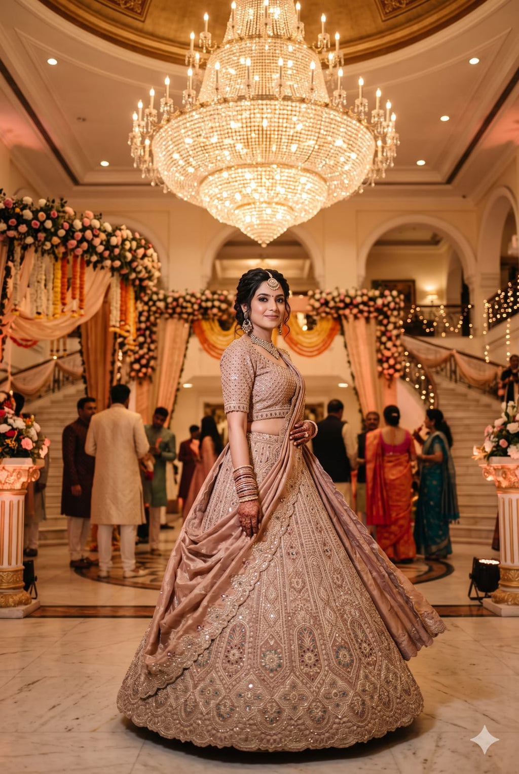 Exquisite Dusty Rose Hand-Embroidered Unstitched Bridal Lehenga Choli Set Bridal Wear, Wedding Reception, Sangeet, Premium Festive Events
