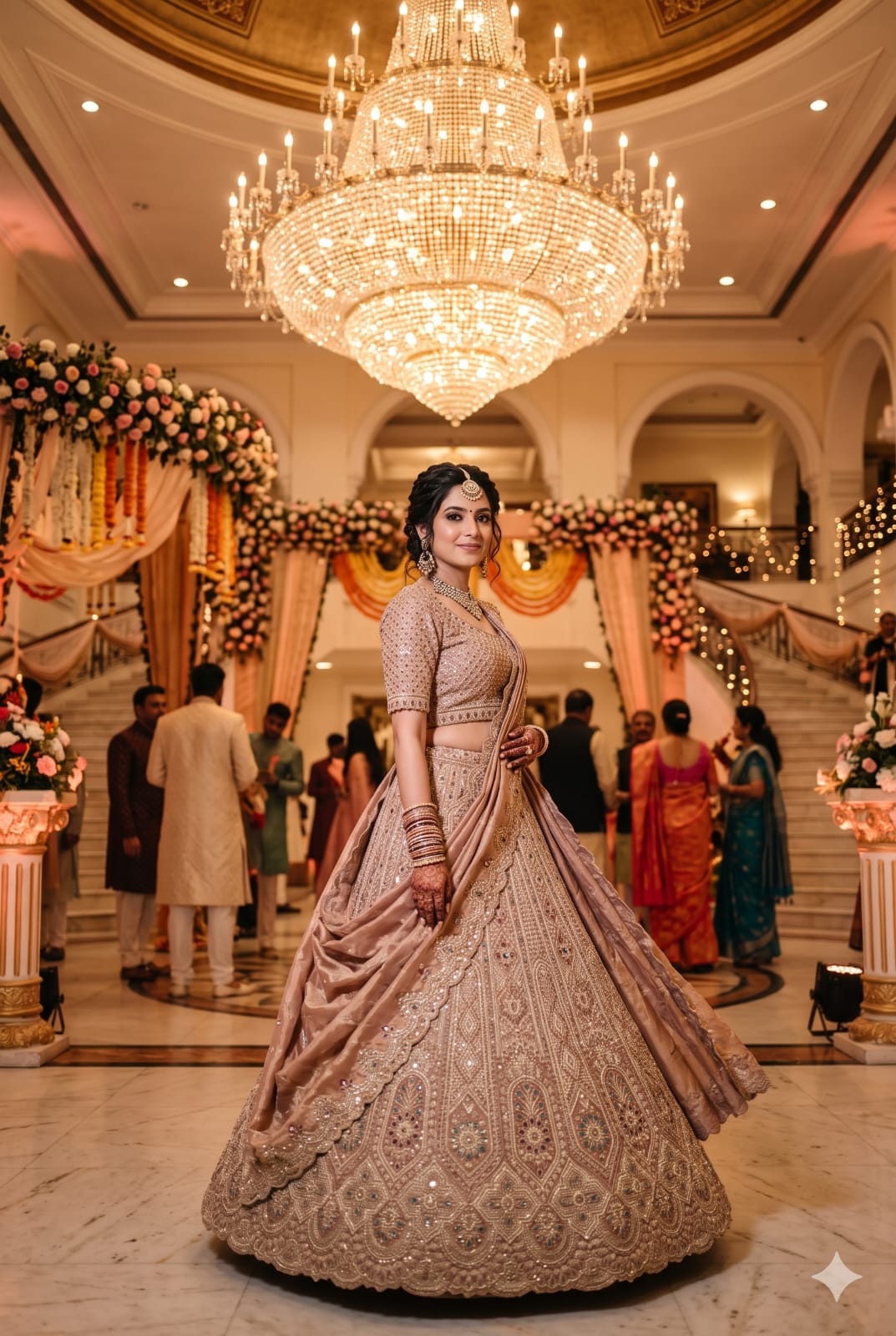 Exquisite Dusty Rose Hand-Embroidered Unstitched Bridal Lehenga Choli Set Bridal Wear, Wedding Reception, Sangeet, Premium Festive Events