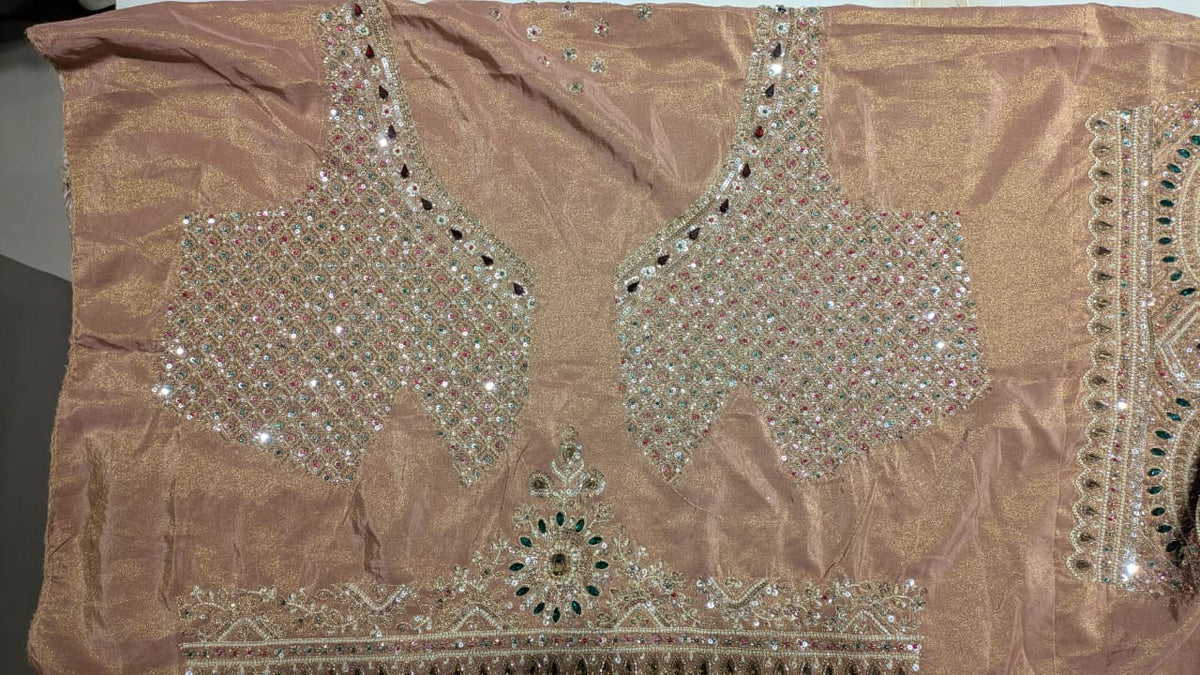 Exquisite Dusty Rose Hand-Embroidered Unstitched Bridal Lehenga Choli Set Bridal Wear, Wedding Reception, Sangeet, Premium Festive Events
