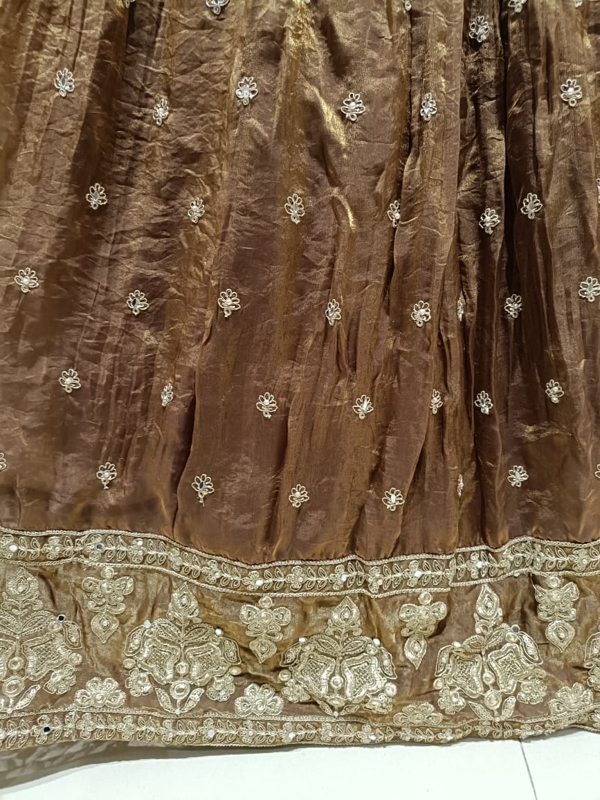 three-piece lehenga choli ensemble.