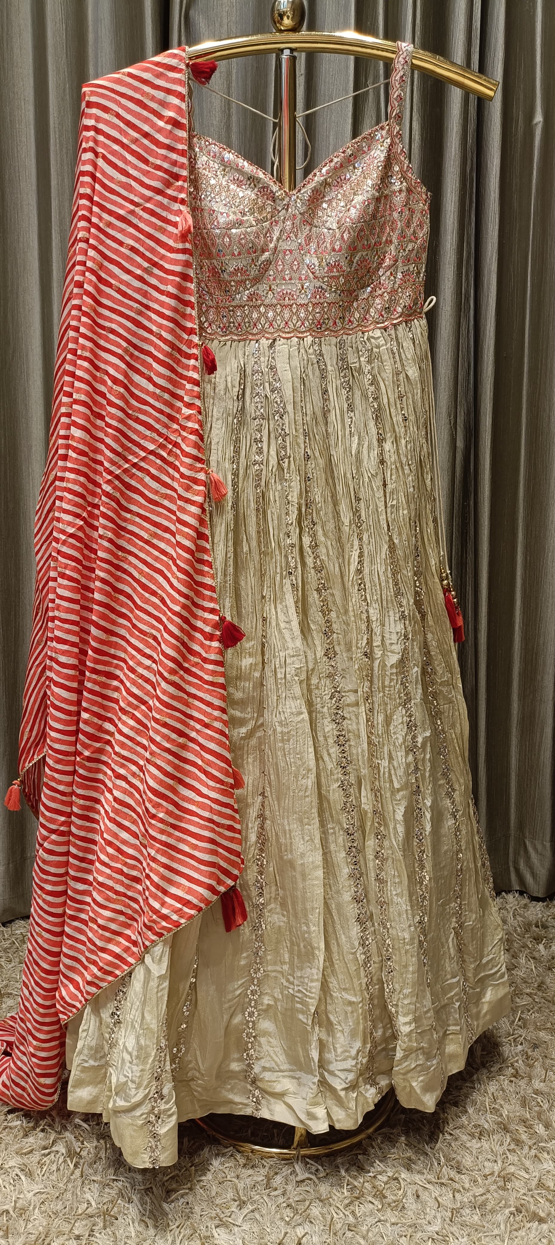 SIMMER TISSUE ANARKALI OUTFIT,WEDDING,RECEPTION,FUNCTIONAL DRESS