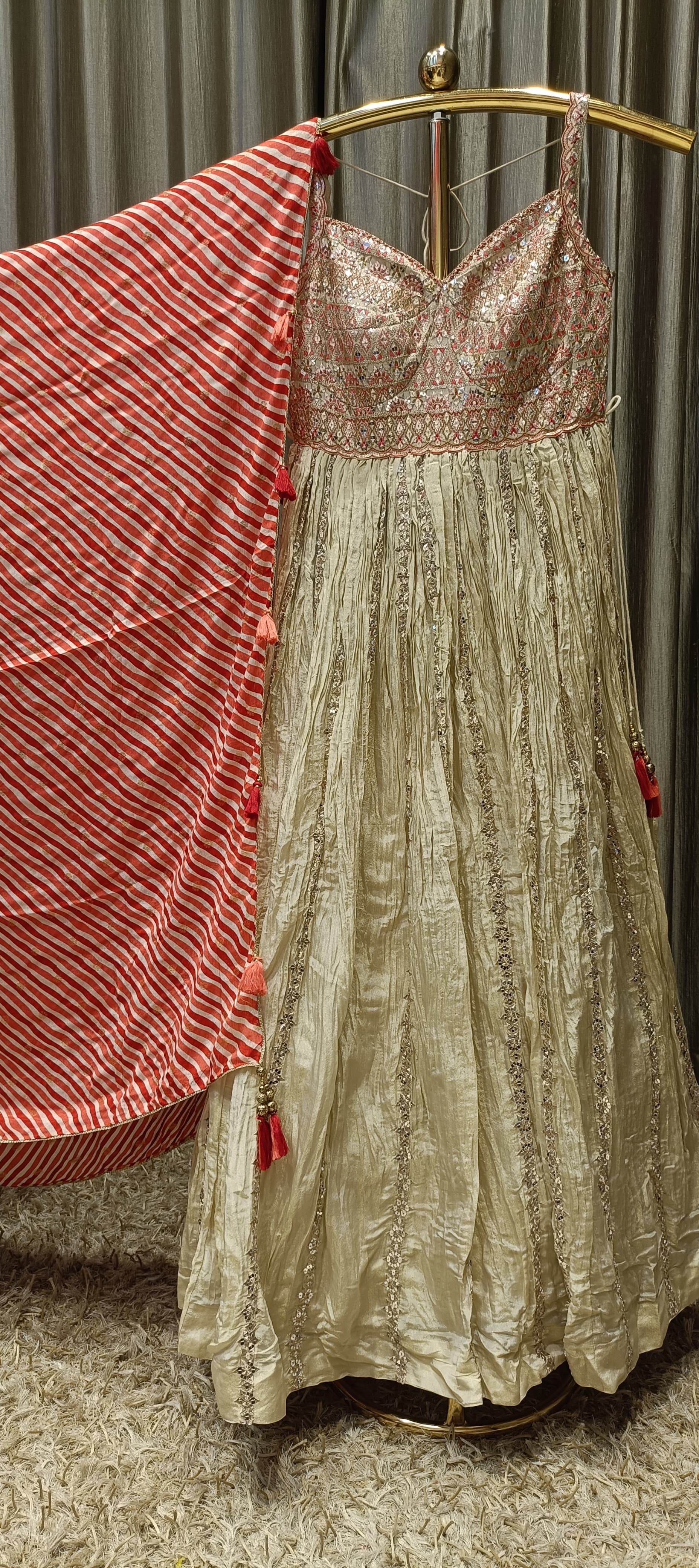 SIMMER TISSUE ANARKALI OUTFIT,WEDDING,RECEPTION,FUNCTIONAL DRESS