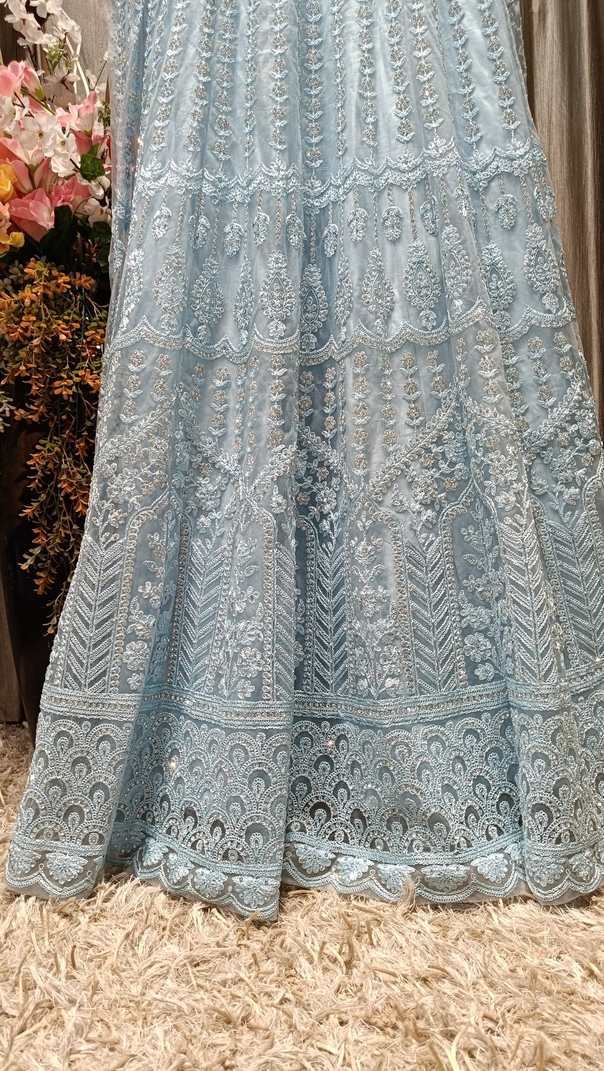 FLOOR LENGTH ANARKALI GOWN,TRADITINOL,PARTY WEAR