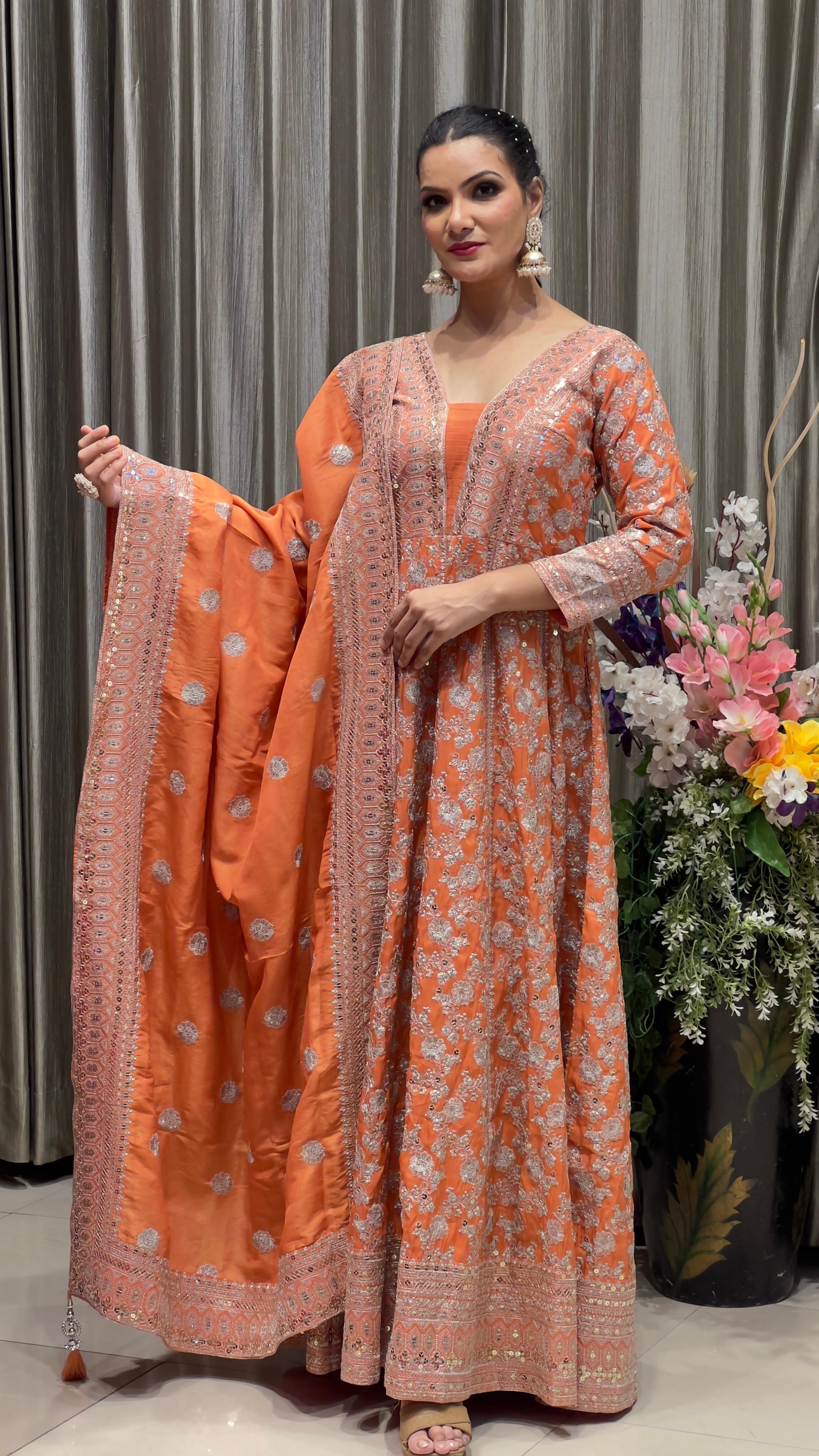 FLOOR LENGTH ANARKALI DRESS SANGEET,RECEPTION,WEDDING,TRADITIONAL,FESTIVE OCCASSION, PARTY WEAR