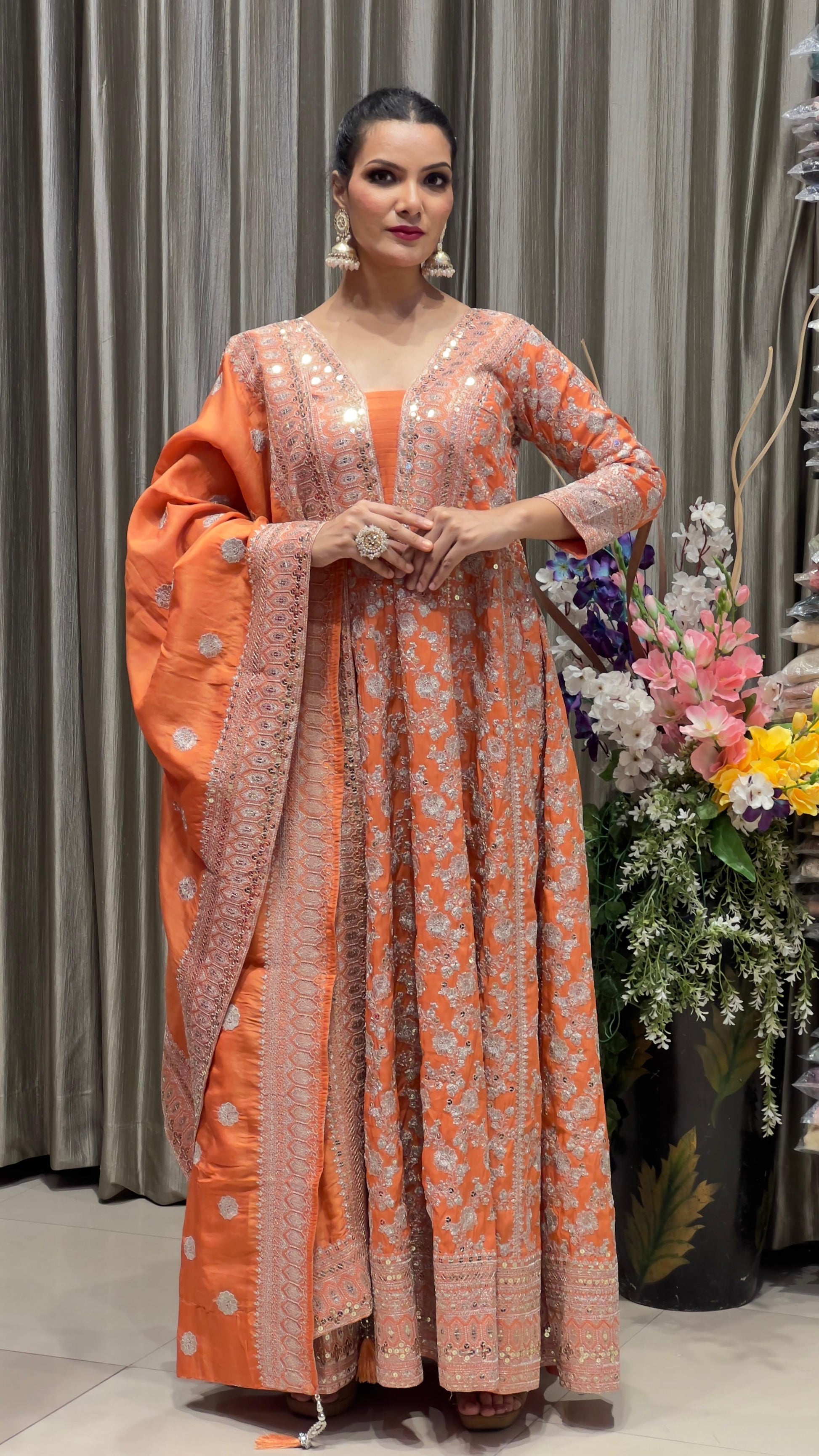 FLOOR LENGTH ANARKALI DRESS SANGEET,RECEPTION,WEDDING,TRADITIONAL,FESTIVE OCCASSION, PARTY WEAR