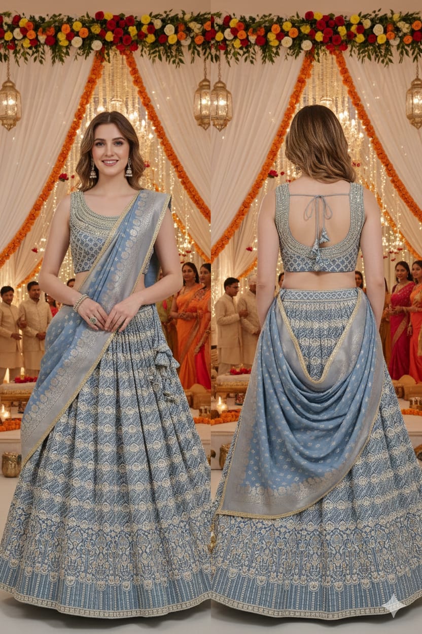 TRADITIONAL WEAR,THREAD WORK GEORGETTE LEHENGA CHOLI