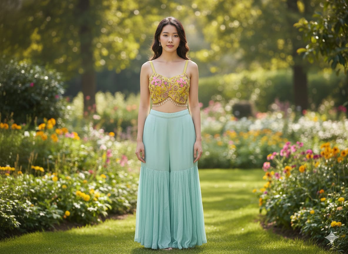 GHARARA SET INDO-WESTERN, RECEPTON,FESTIVE OCCASSION OUTFIT