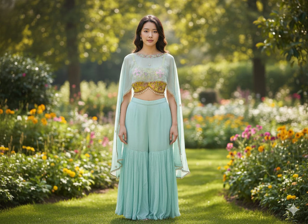 GHARARA SET INDO-WESTERN, RECEPTON,FESTIVE OCCASSION OUTFIT