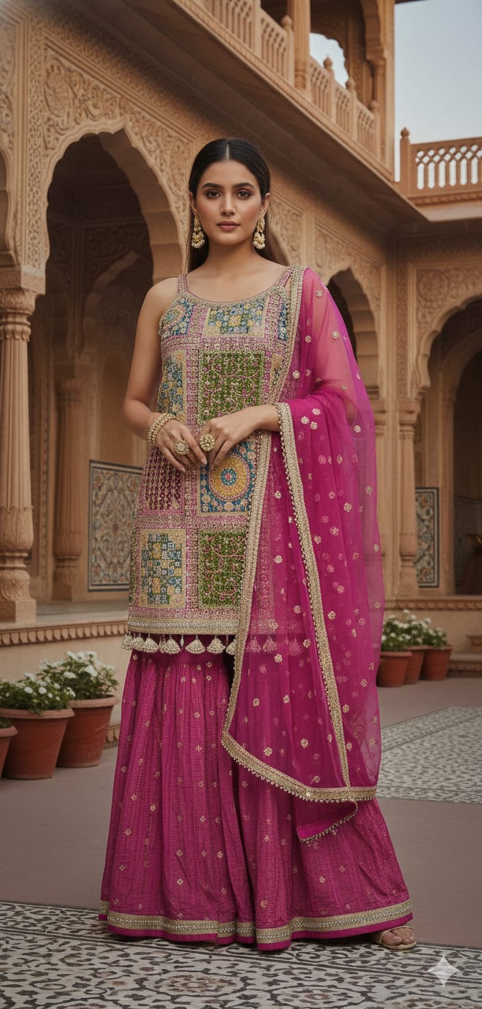 SANGEET, RECERPTION,PARTY WEAR GHARARA SET