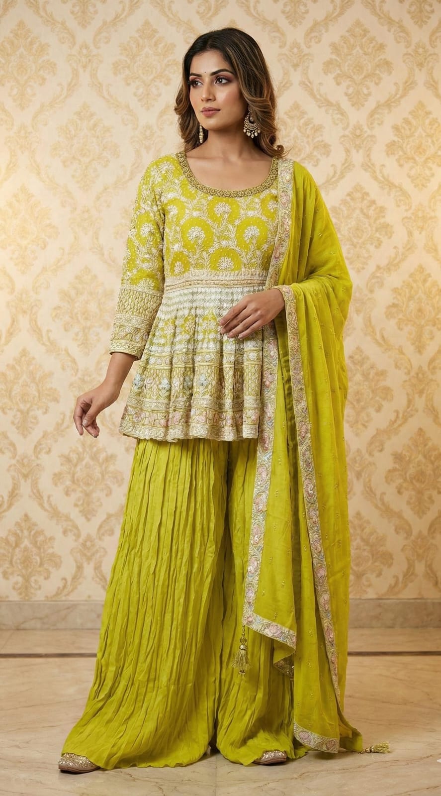 PALAZZO WITH KURTA STYLE DRESS, MEHNDI, HALDI, PARTY WEAR