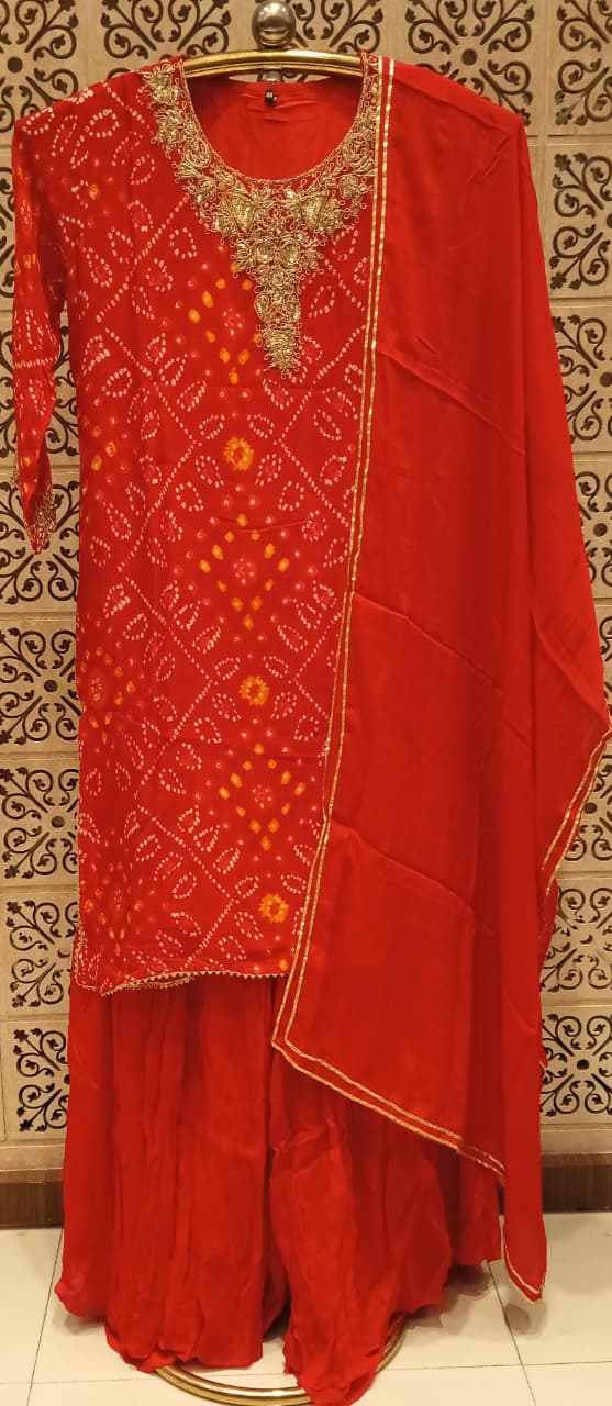 BANDHANI,PLUS SIZE,TRADITIONAL,FESTIVAL WEAR,PALAZZO,GHARARA