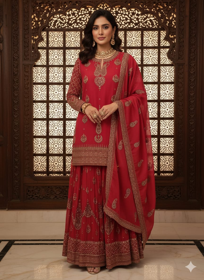 GHARARA STYLE PARTY WEAR OUTFIT,SANGEET,MEHNDI,FESTIVE OCCASSION