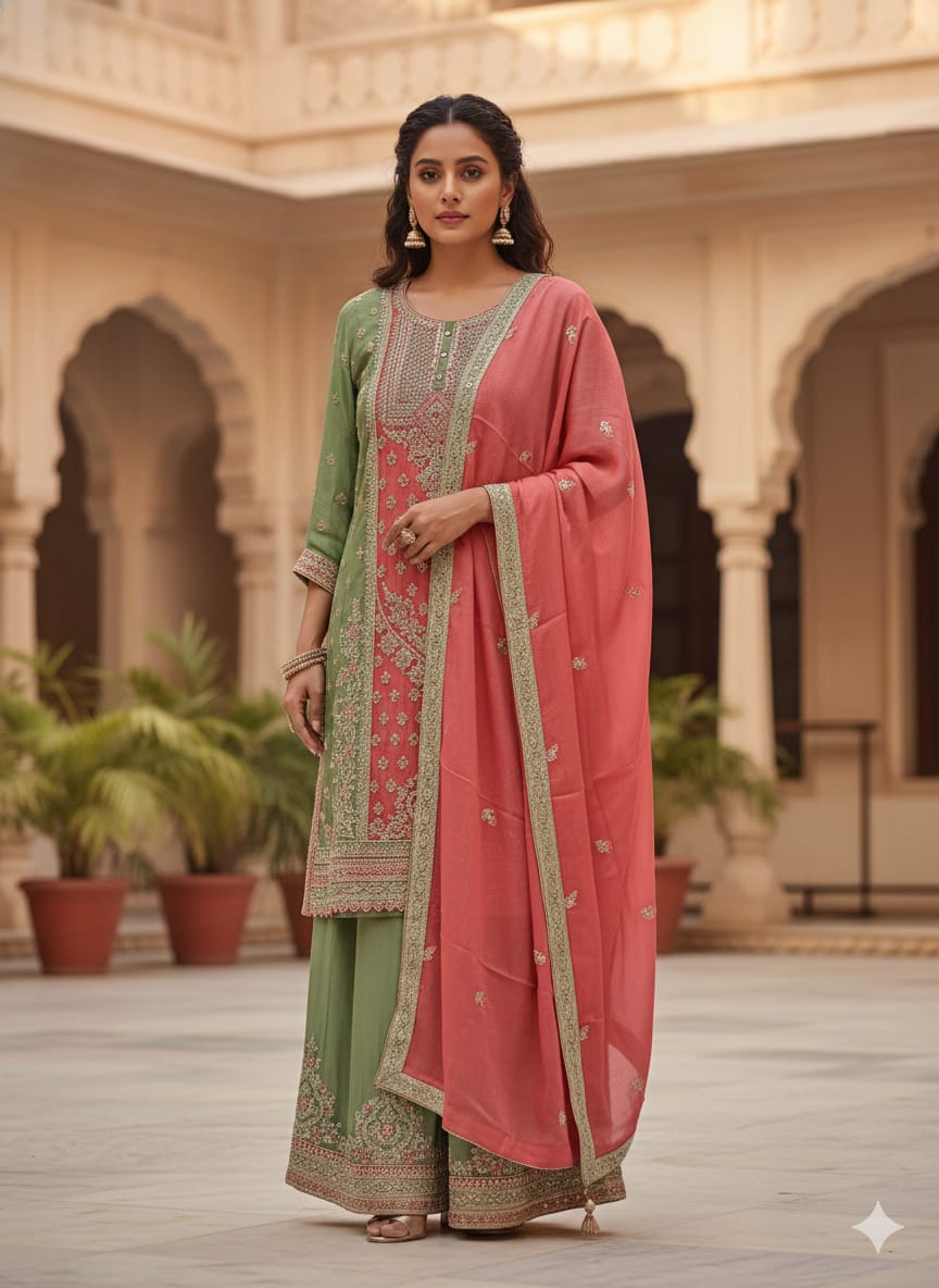 PALAZZO SET MEHNDI,SANGEET,EVENING PARTIES,FESTIVE OCCASSION PARTY WEAR