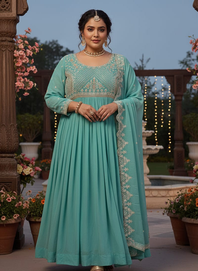 GATHER STYLE GOWN SANGEET, RECEPTION,FESTIVE OCCASSION