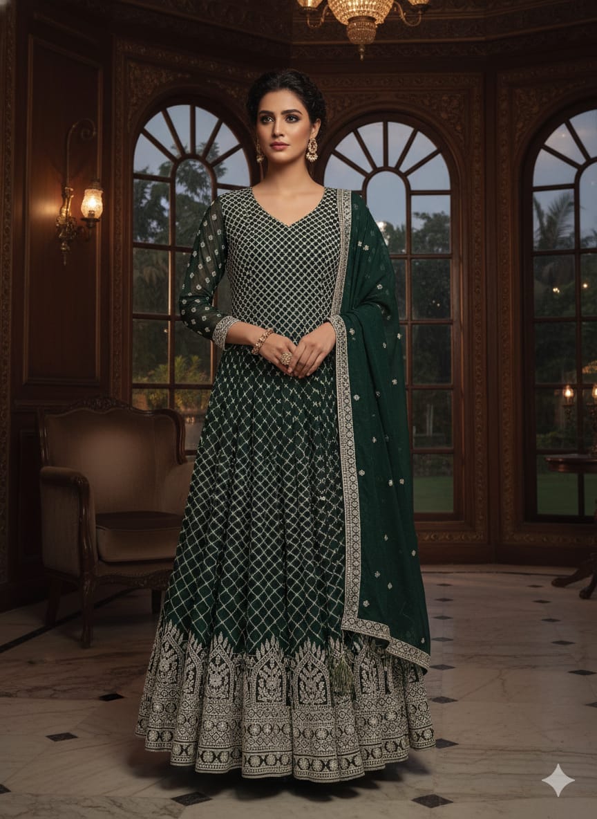 PARTY WEAR,SANGEET,MEHNDI,ROKA,ENGAGEMENT,FLOOR LENGTH,ANARKALI SUIT