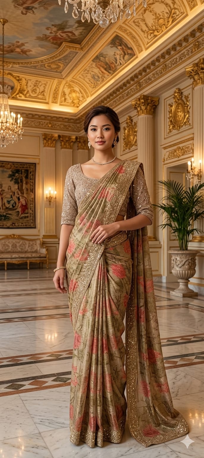 DESIGNER,PARTY WEAR,PRINTED READY TO WEAR WITH BLOUSE SAREE