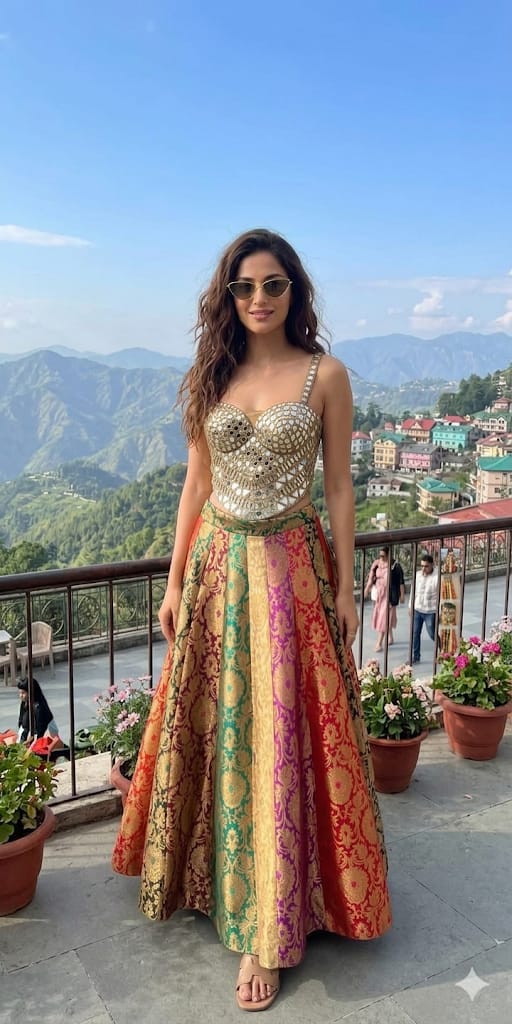 WEDDING,FUNCTIONAL MIRROR WORK CORSET DESIGNER LEHENGA