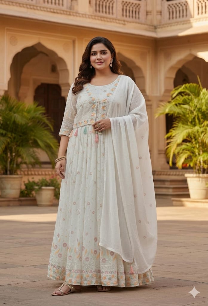 ANARKALI WITH JACKET STYLE, SANGEET,PARTY WEAR
