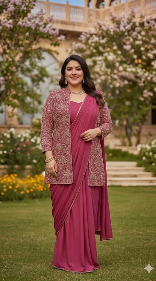 DRAPE WITH JACKET STYLE PARTY WEAR GOWN