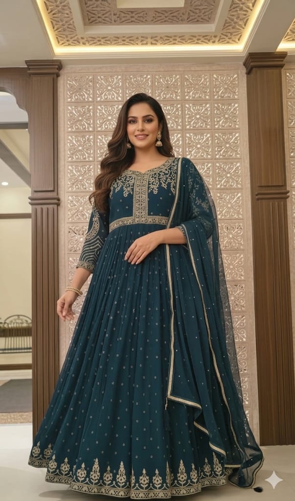 FESTIVE,FUNCTIONAL PARTY WEAR GOWN