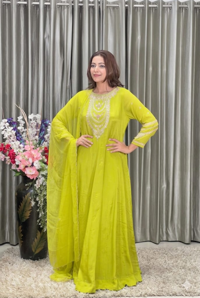 FLOOR TOUCH GOWN PARTY WEAR DRESS