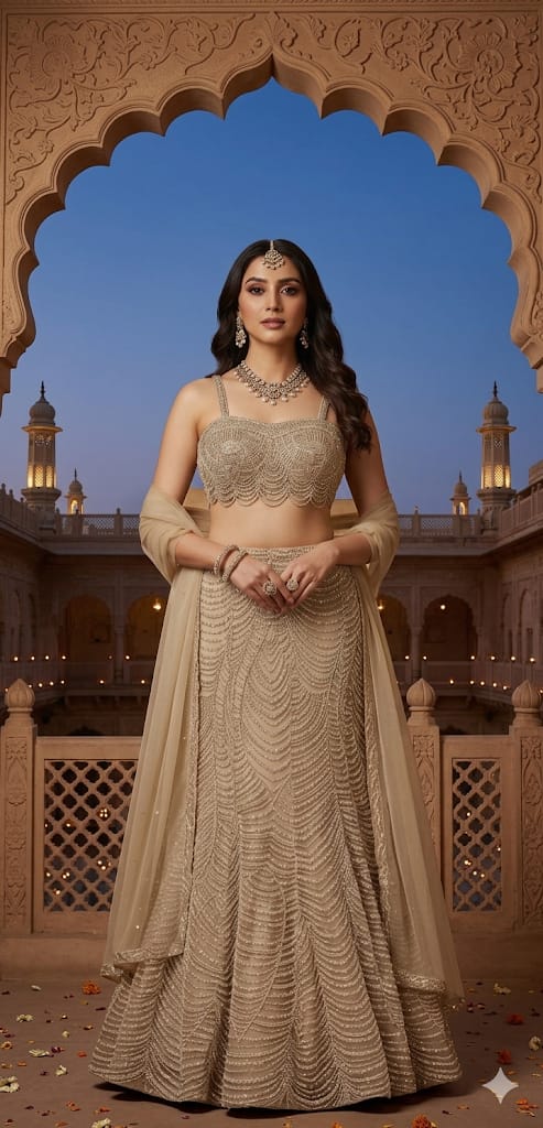 DESIGNER BRIDAL FISH-CUT LEHENGA