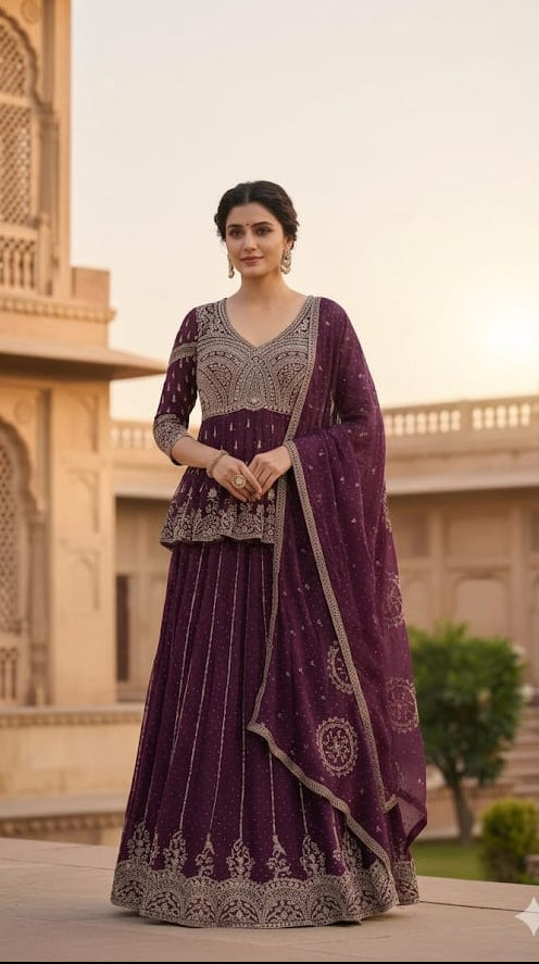 LONG TOP WITH SKIRT PARTY WEAR LEHENGA CHOLI