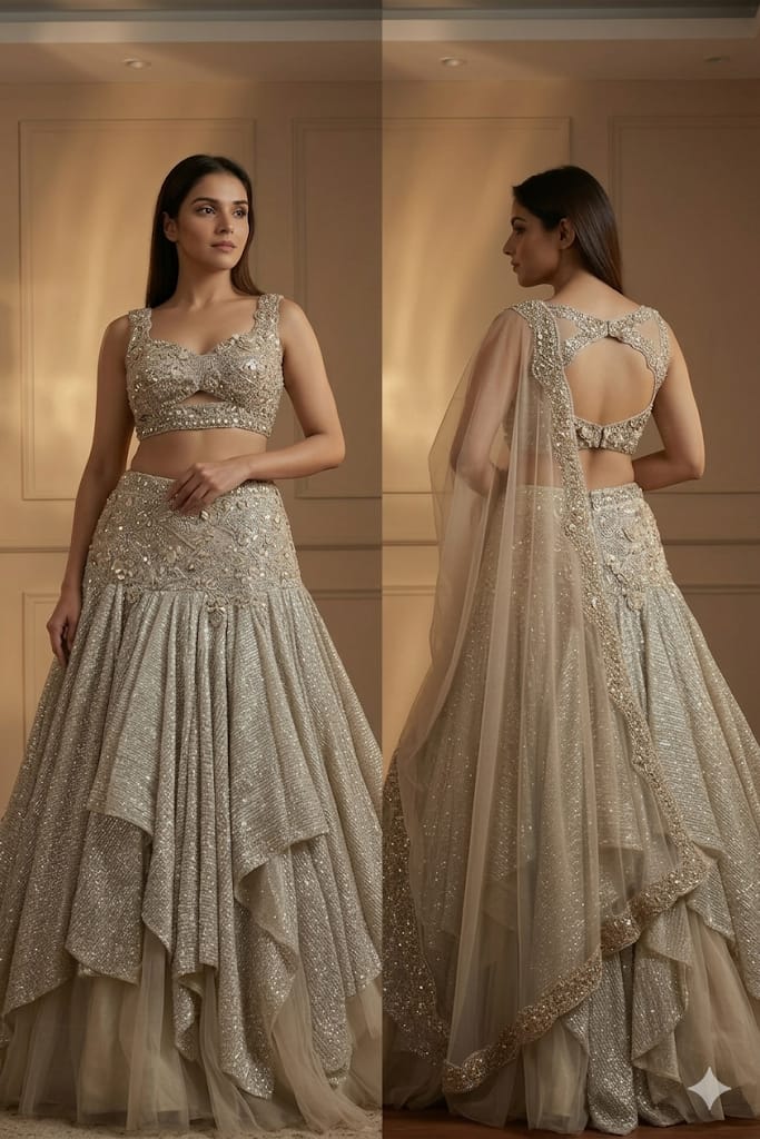 WEDDING,RECEPTION,FUNCTIONAL WEAR WESTERN LEHENGA
