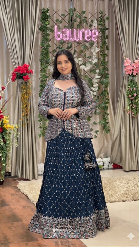 LONG TOP WITH SKIRT LEHENGA ,SANGEET,RECEPTION,FESTIVE OCCASSION PARTY WEAR