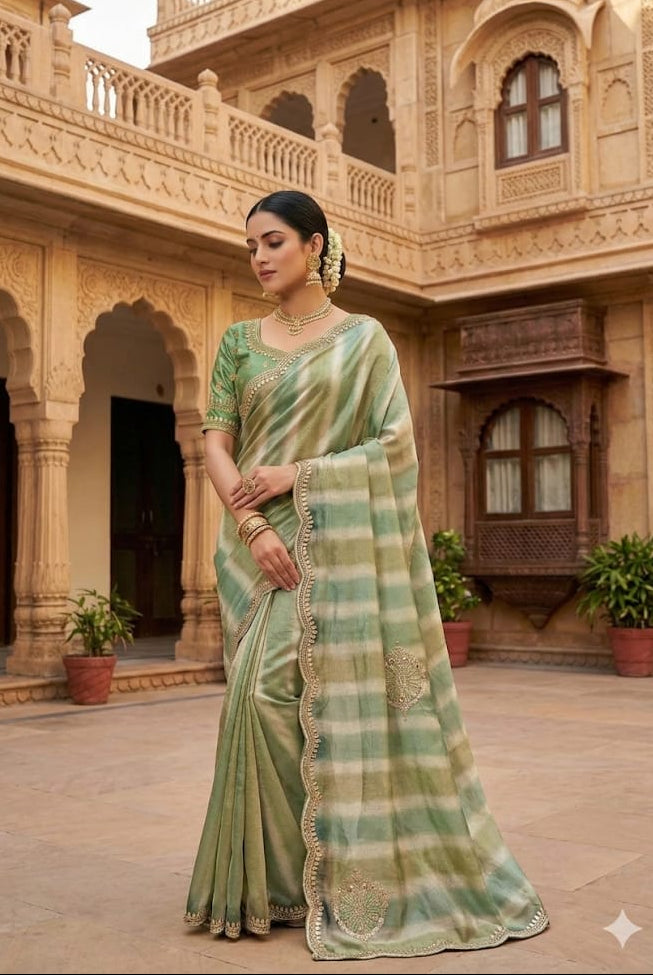 MEHENDI,FESTIVE FUNCTIONAL PARTY WEAR SAREE