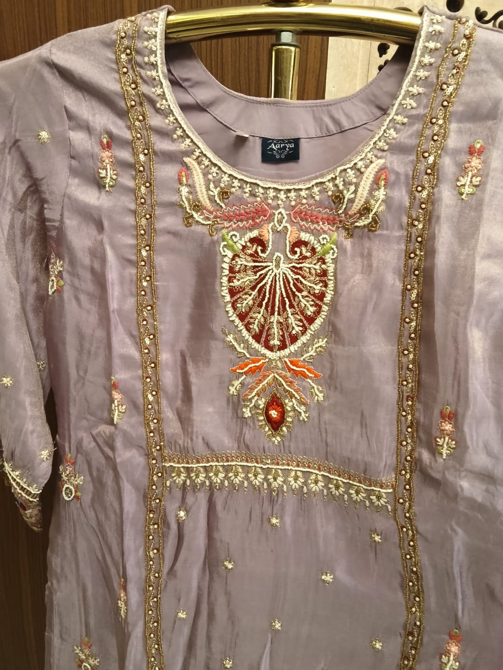 Lavender Embroidered Sharara Suit Set