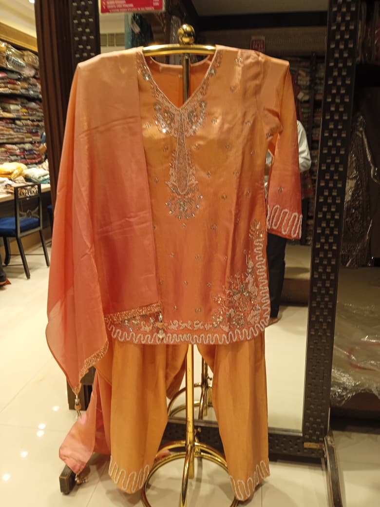Peach Blossom Hand-Embroidered 3-Piece Suit.