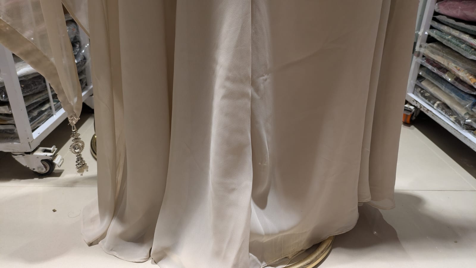 Champagne Beige Pearl & Sequin Embroidered Palazzo Set.