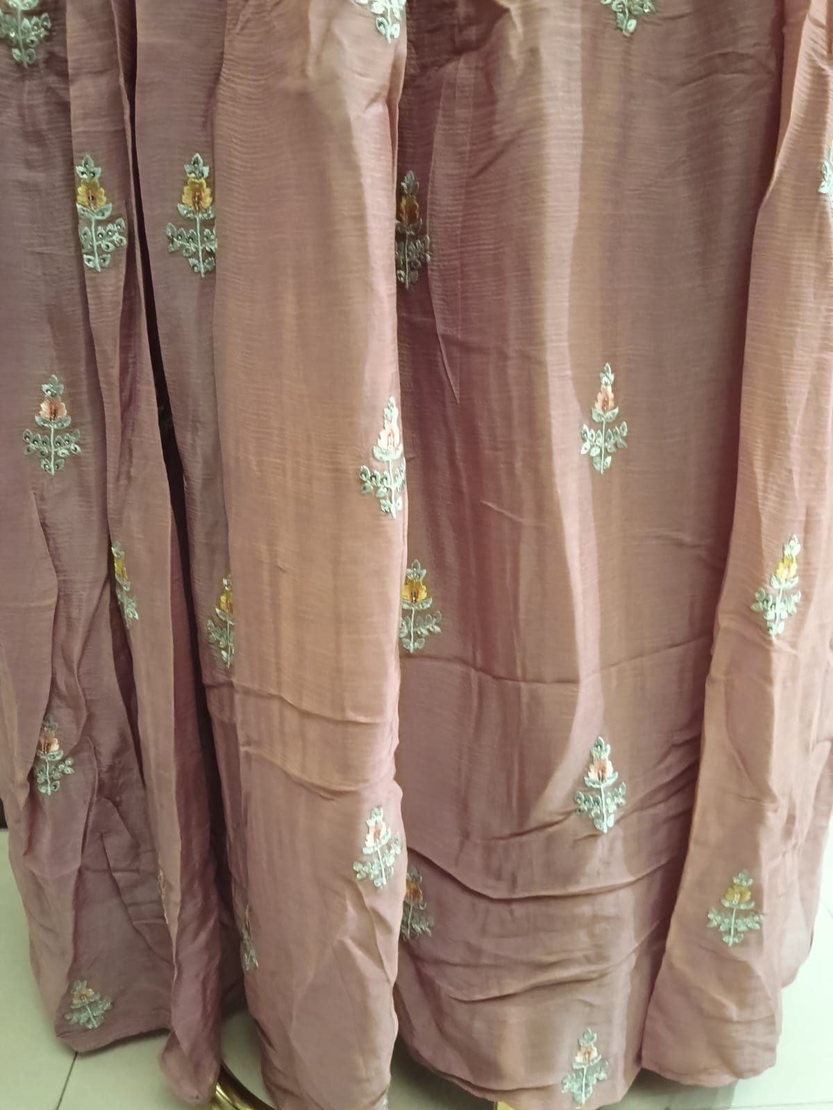 Dusty Rose Paisley Embroidered Anarkali Set