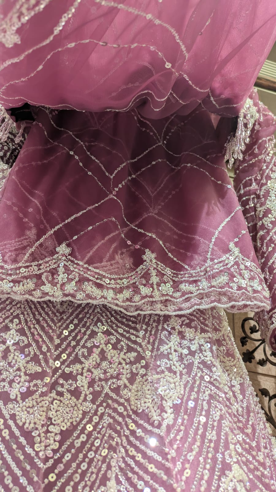 Hand-Embellished Mauve-Pink Bridal Lehenga Choli