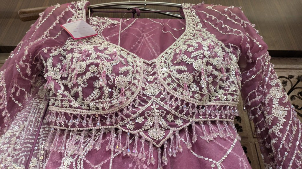 Hand-Embellished Mauve-Pink Bridal Lehenga Choli