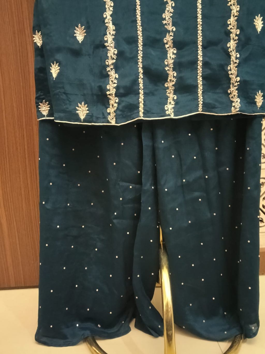 Embellished Prussian Blue Straight Kurta Set