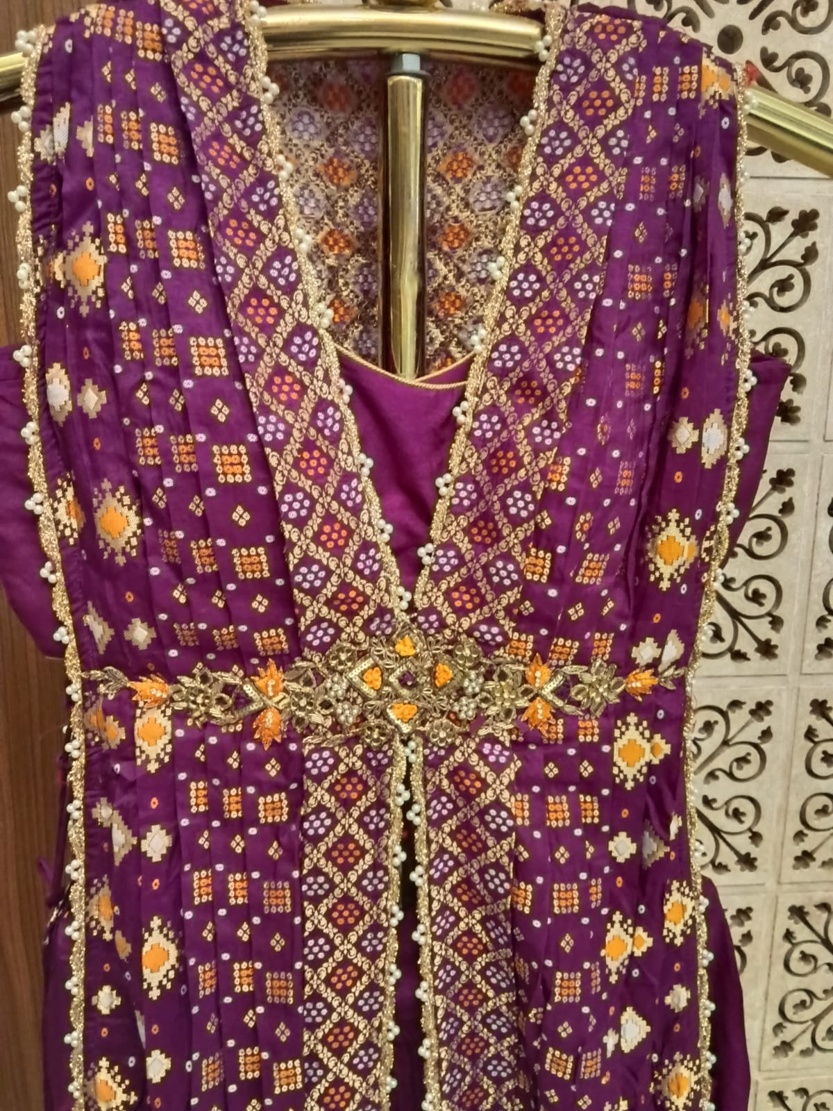 Bandhani Print Indo-Western Co-ord Set with Embellished Belt