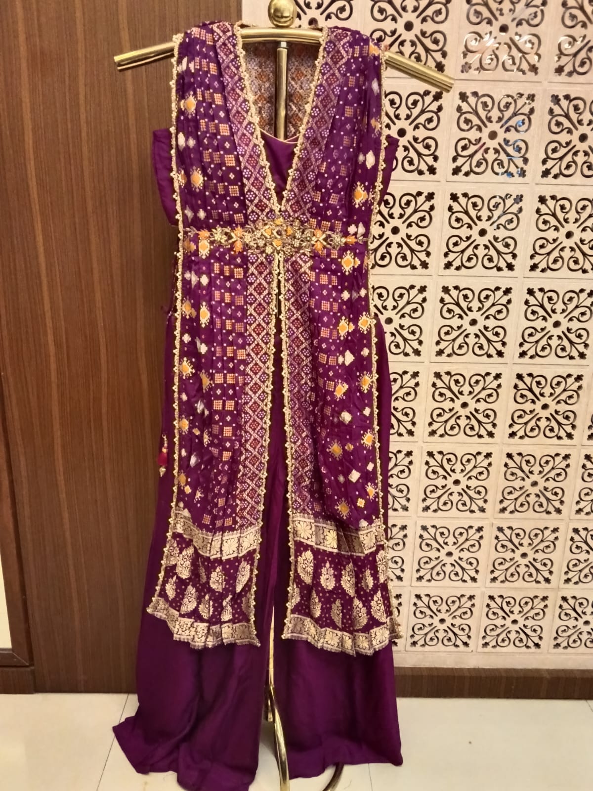 Bandhani Print Indo-Western Co-ord Set with Embellished Belt