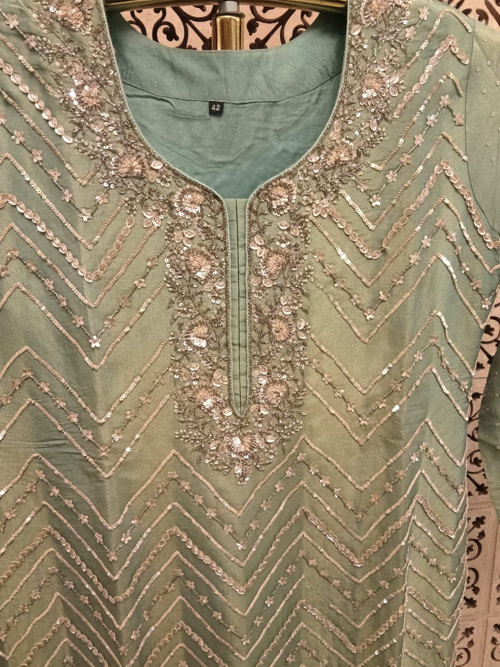 Embellished Mint Green gharara Suit Set