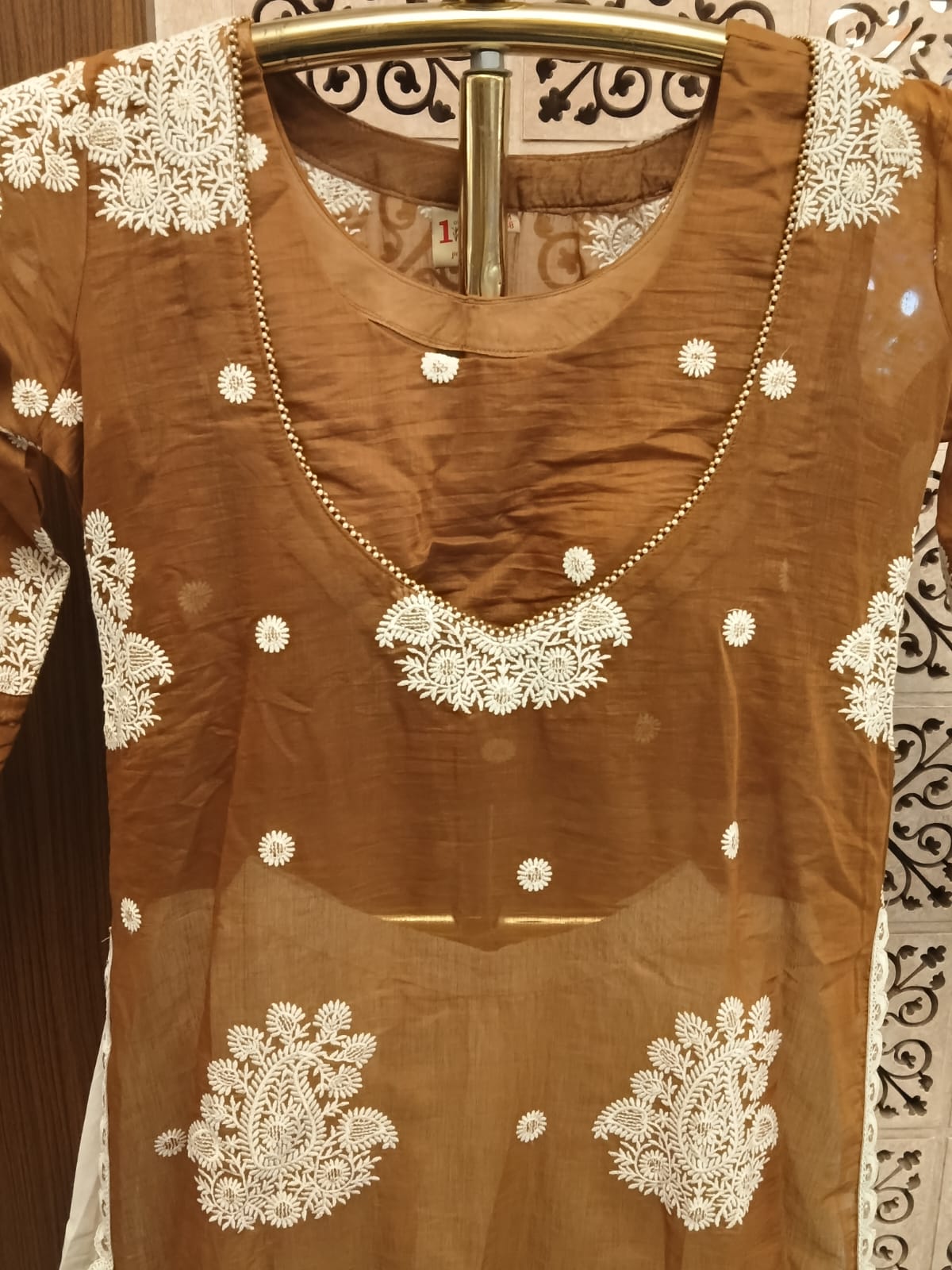 Premium Lucknowi Chikankari Chanderi Sharara Suit Set